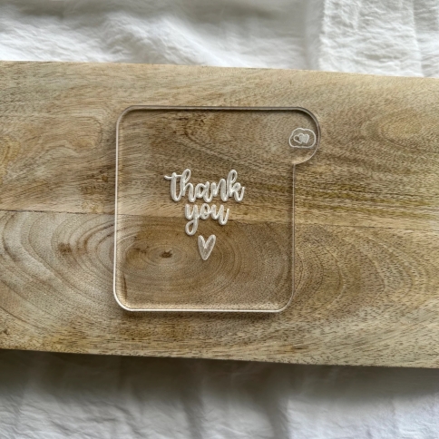 Acryl-Prägestempel "thank you" + Herz