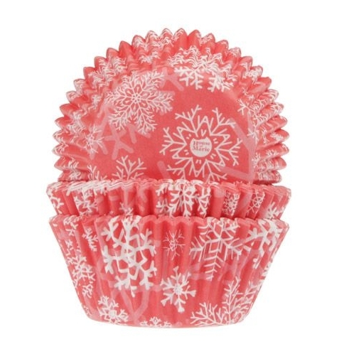 Cupcakeförmchen Schneeflocken - rot