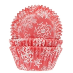Cupcakeförmchen Schneeflocken - rot