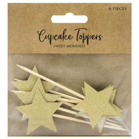 PartyDeco Cupcake Topper - Sterne gold