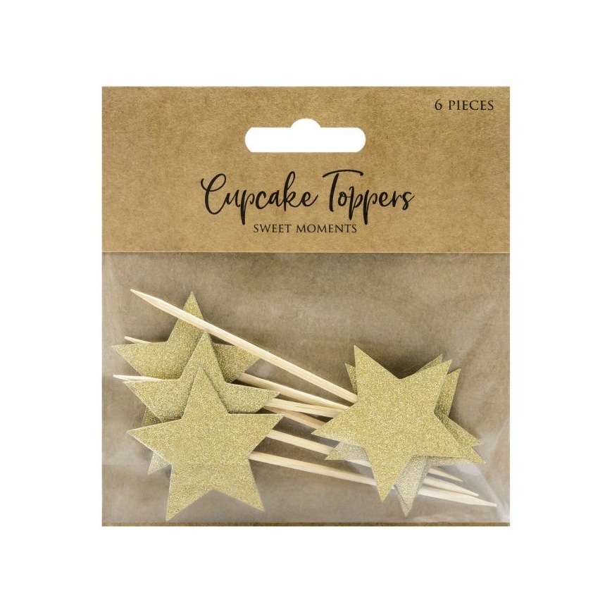PartyDeco Cupcake Topper - Sterne gold