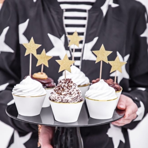 PartyDeco Cupcake Topper - Sterne gold