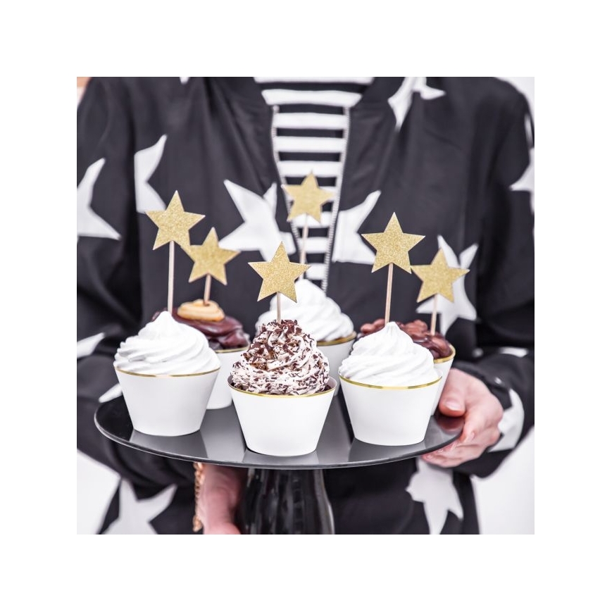 PartyDeco Cupcake Topper - Sterne gold