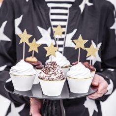 PartyDeco Cupcake Topper - Sterne gold