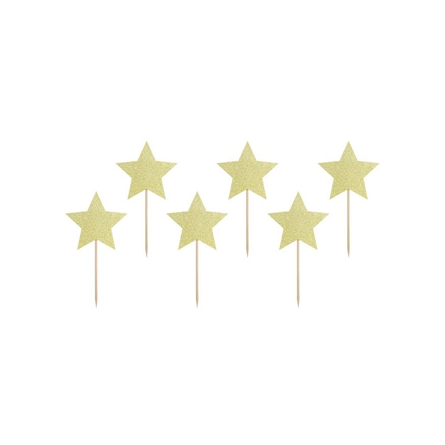PartyDeco Cupcake Topper - Sterne gold