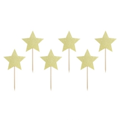 PartyDeco Cupcake Topper - Sterne gold