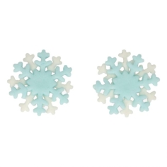 Zuckerdeko - Schneesterne doppelt weiss-hellblau