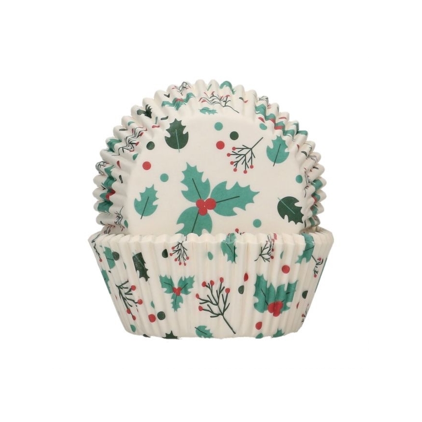 Cupcakeförmchen Holly Leaf