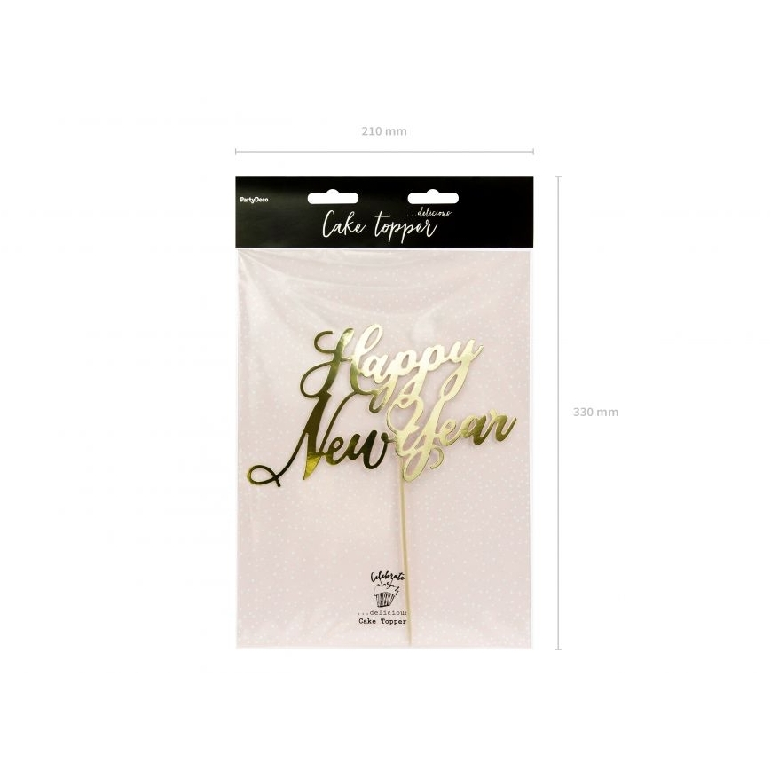 Cake Topper - Happy New Year, gold