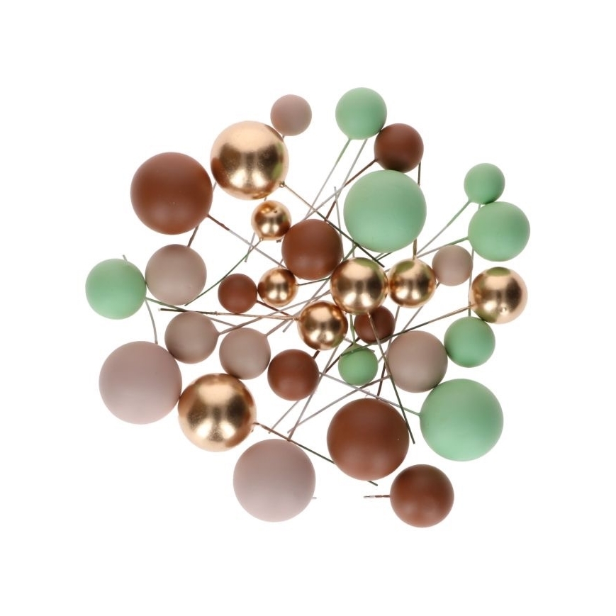 Bubbles Torteneinstecker erdtöne & gold / 32Stück