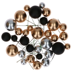 Bubbles Torteneinstecker schwarz, silber & gold / 32Stück