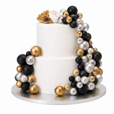 Bubbles Torteneinstecker schwarz, silber & gold / 32Stück