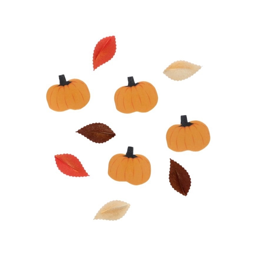 Kürbisse und Herbstblätter  aus Esspapier