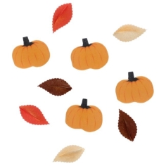 Kürbisse und Herbstblätter  aus Esspapier