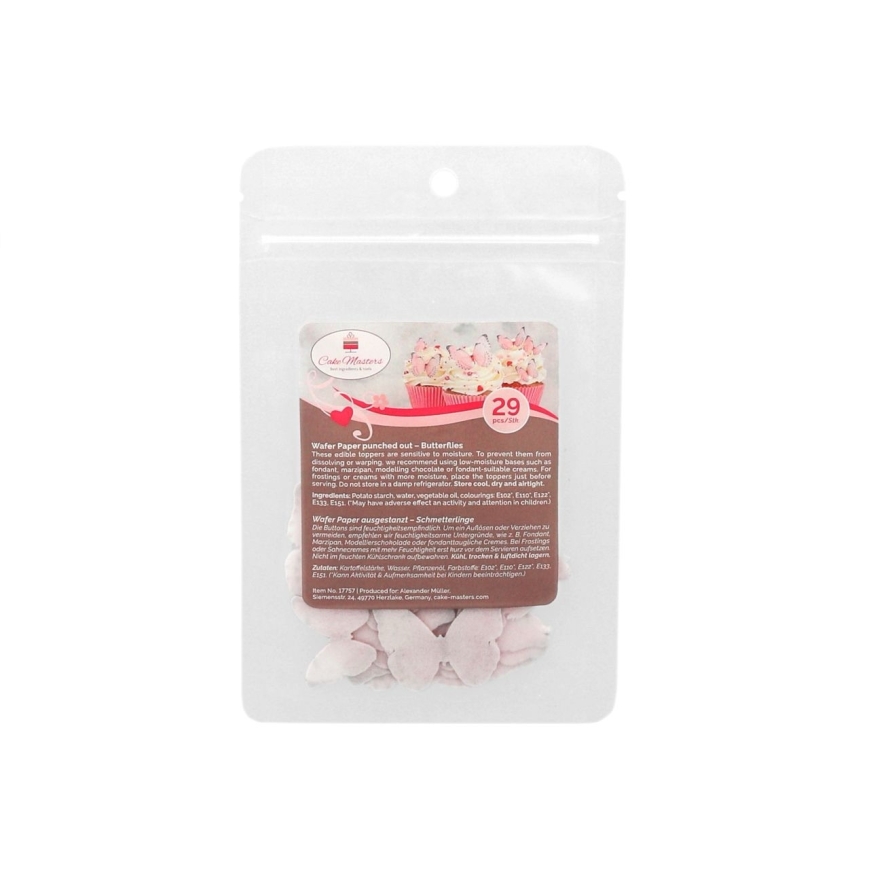 Cake-Masters Wafer Paper Schmetterlinge rosa 29 Stück ausgestanzt