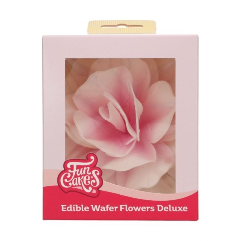 Esspapier Blume - Rose weiss-rosa ombre