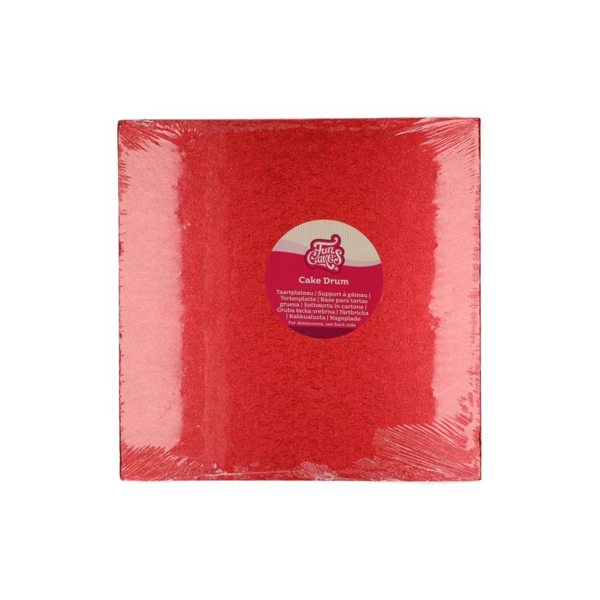 Tortenplatte quadratisch rot 30 cm
