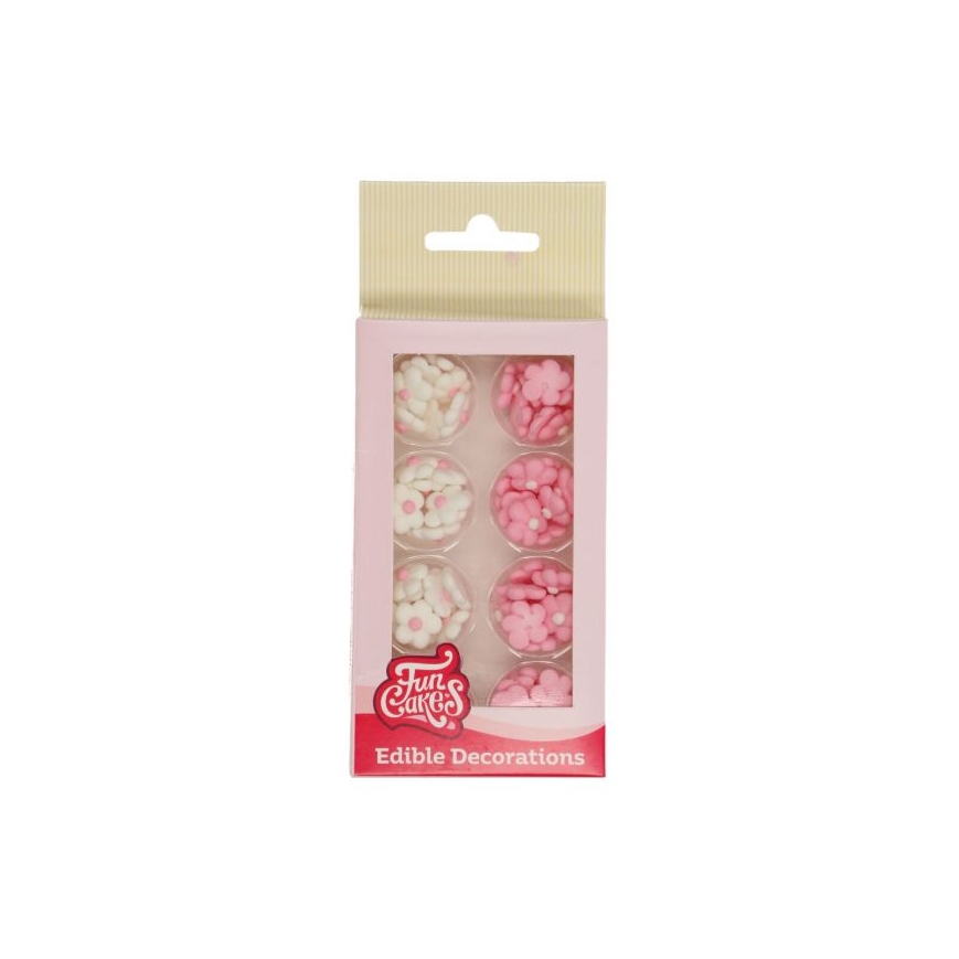 Zuckerdeko - Blümchen weiss und rosa