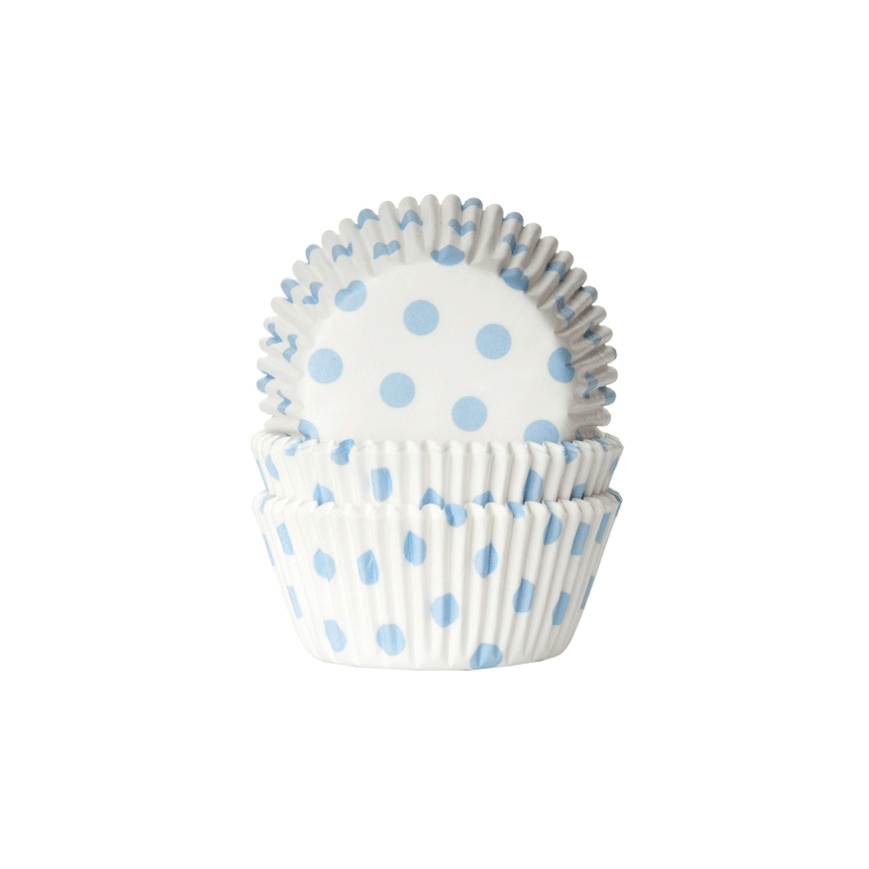 Cupcakeförmchen weiss mit hellblauen Punkten