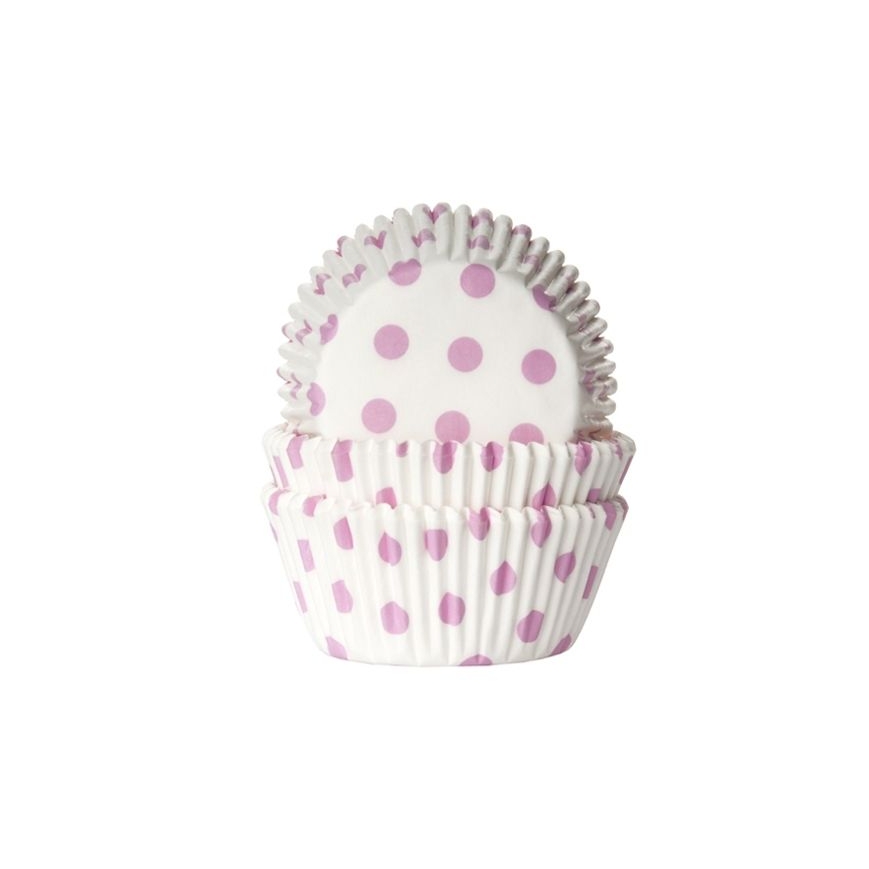Cupcakeförmchen weiss mit rosa Punkten