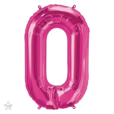 Folienballon Nummer 0, magenta