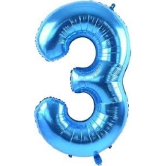 Folienballon Nummer 3, blau