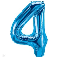 Folienballon Nummer 4, blau
