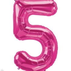 Folienballon Nummer 5, magenta
