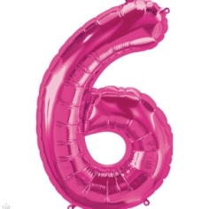 Folienballon Nummer 6, magenta