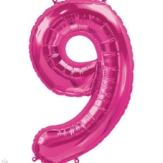 Folienballon Nummer 9, magenta