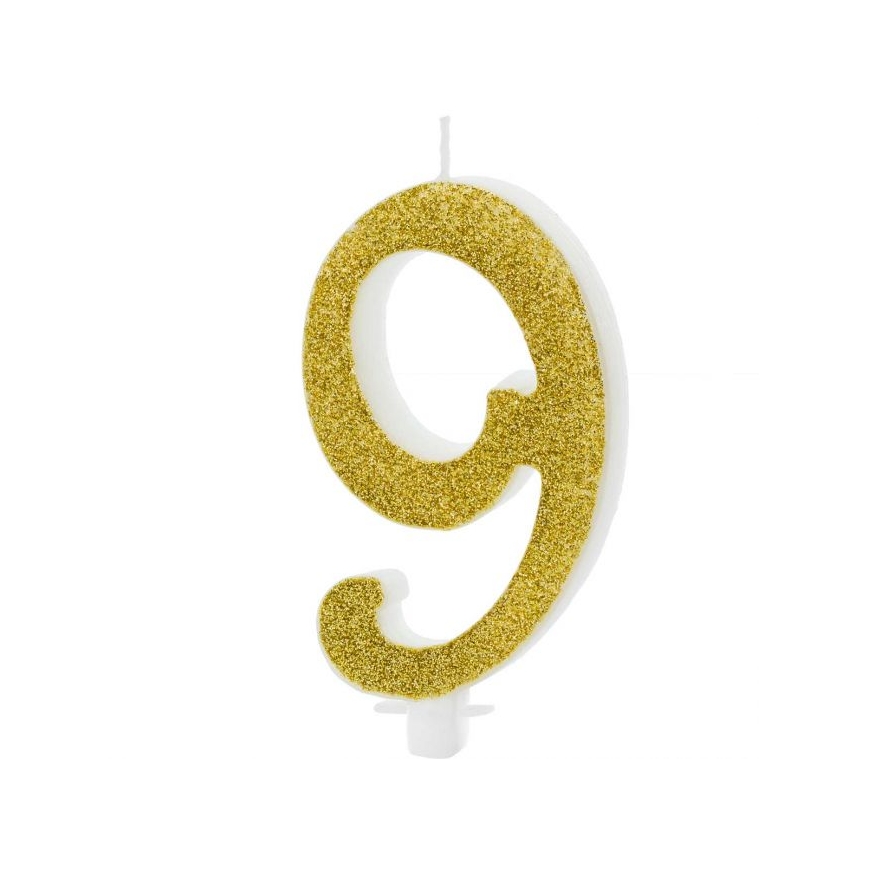 Zahlenkerze gold - 9