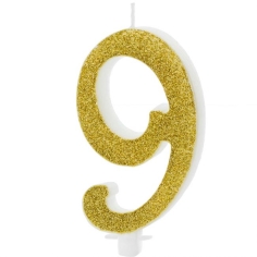 Zahlenkerze gold - 9