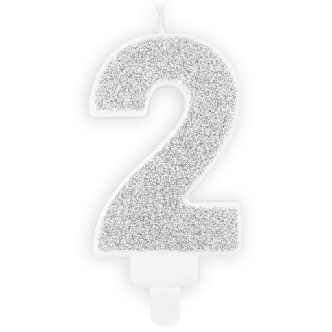 Zahlenkerze silber - 2