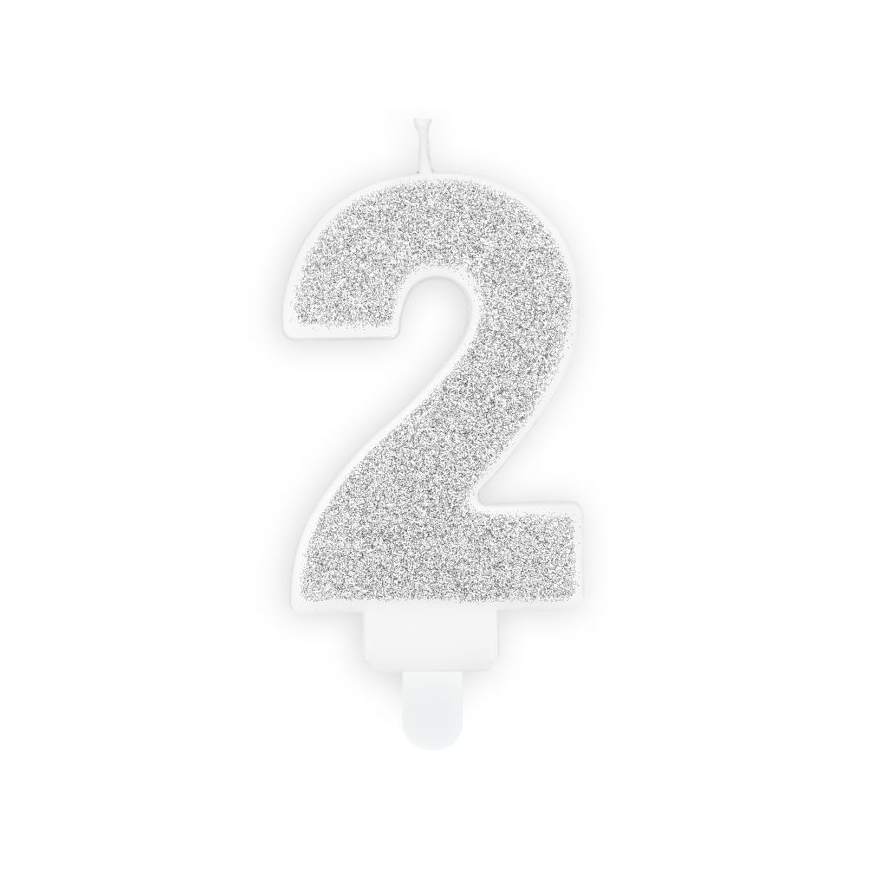Zahlenkerze silber - 2