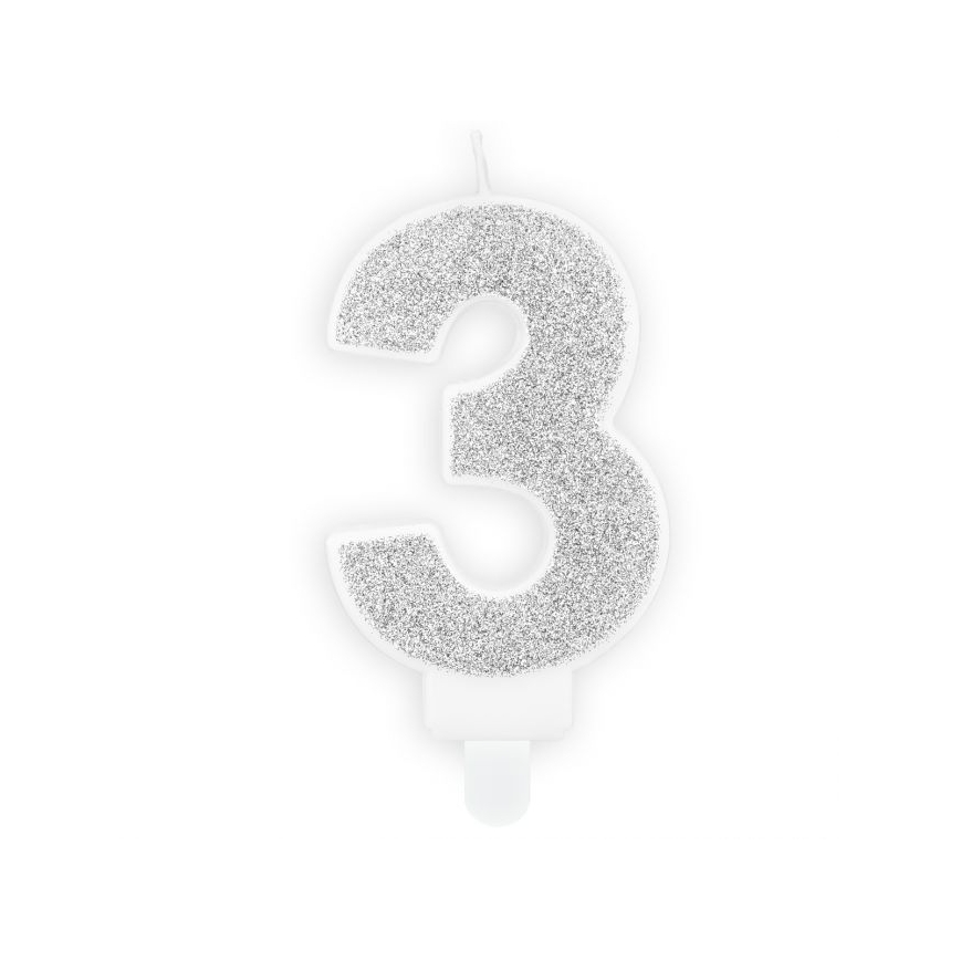 Zahlenkerze silber - 3