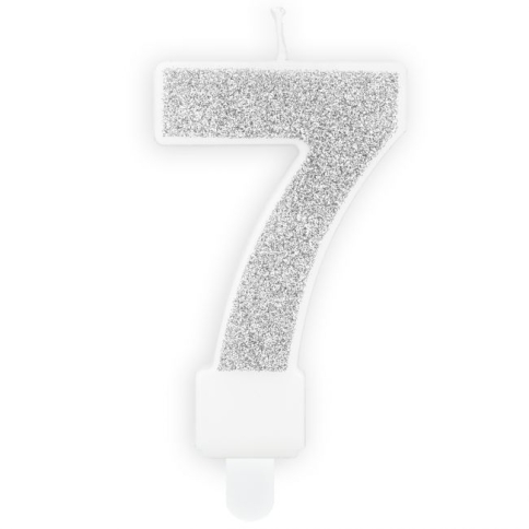 Zahlenkerze silber - 7