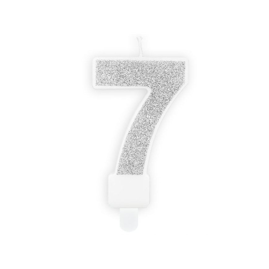 Zahlenkerze silber - 7