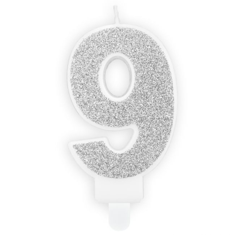 Zahlenkerze silber - 9