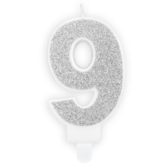 Zahlenkerze silber - 9