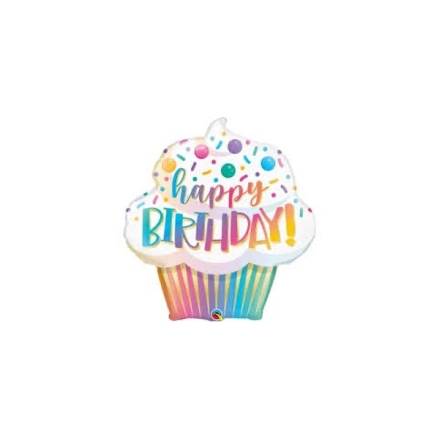Folienballon - Birthday Ombre Sprinkles Cupcake