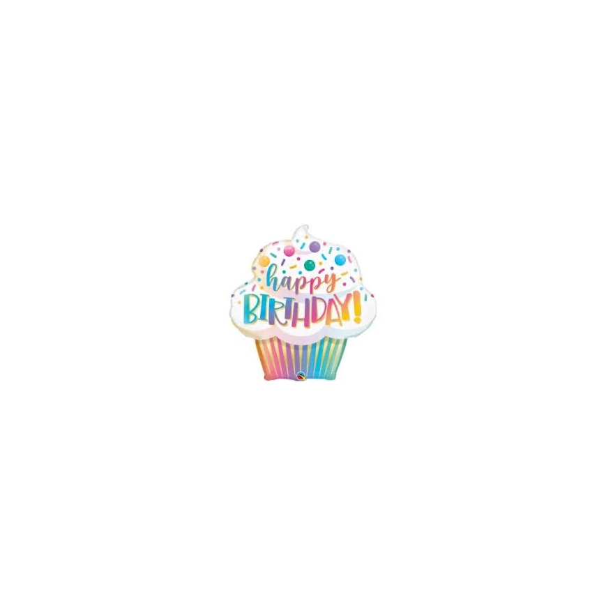 Folienballon - Birthday Ombre Sprinkles Cupcake