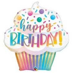 Folienballon - Birthday Ombre Sprinkles Cupcake