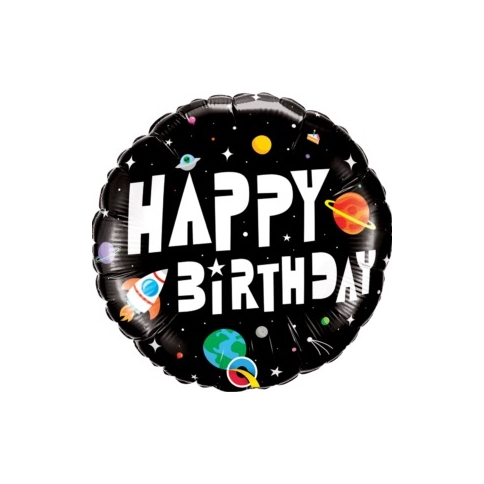 Folienballon Happy Birthday - Astronaut im Weltraum