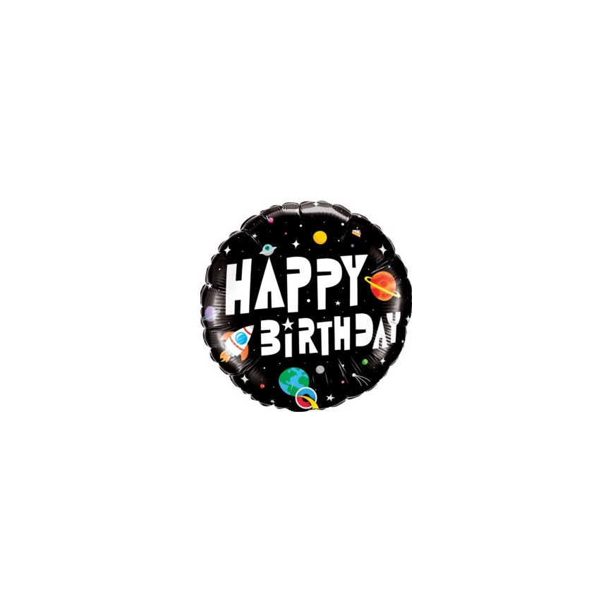 Folienballon Happy Birthday - Astronaut im Weltraum