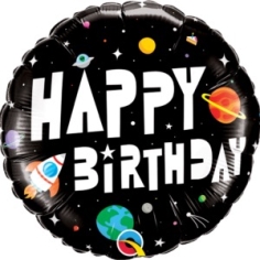 Folienballon Happy Birthday - Astronaut im Weltraum