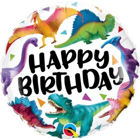 Folienballon Happy Birthday - farbige Dinosaurier