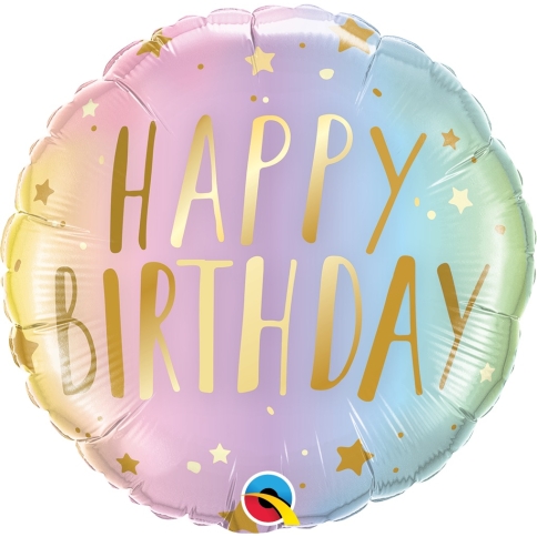 Folienballon Happy Birthday - Pastel Ombre & Stars