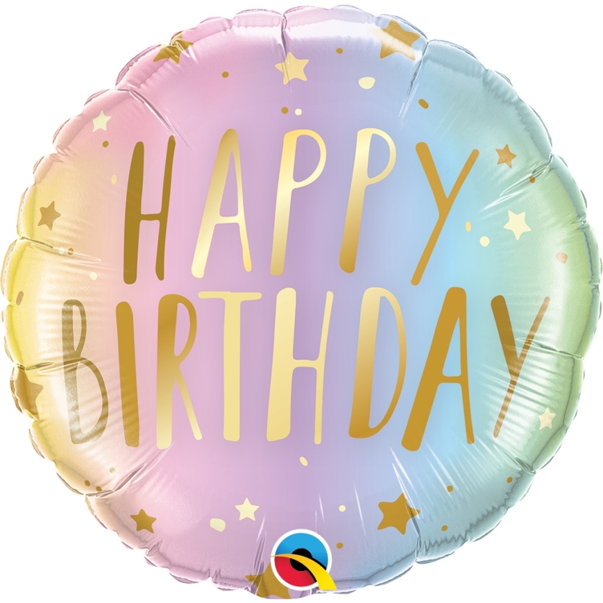 Folienballon Happy Birthday - Pastel Ombre & Stars