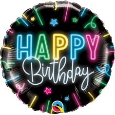 Folienballon Happy Birthday Neon Glow